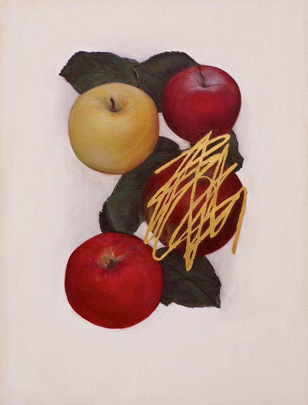 © Jen Mazza, Untitled (4 Apples, Gold), 2014