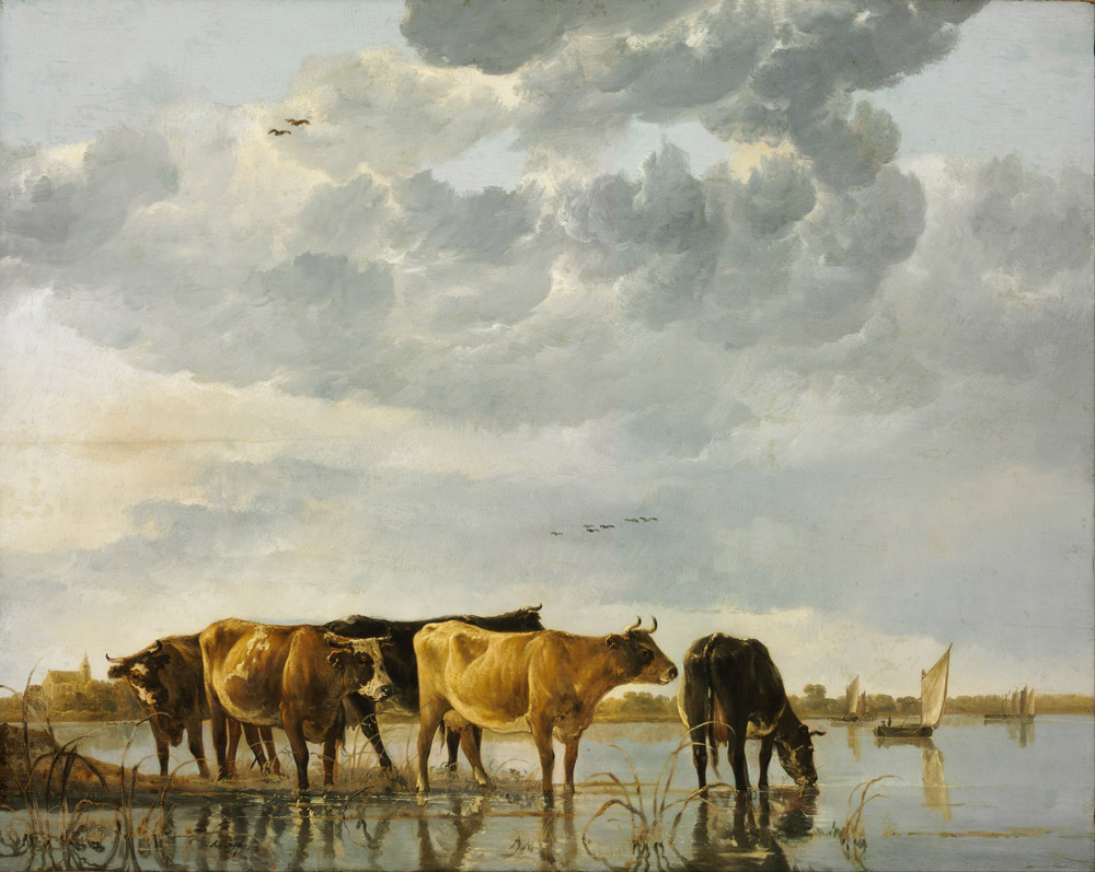 Aelbert Cuyp, "Cows in a River", c. 1650